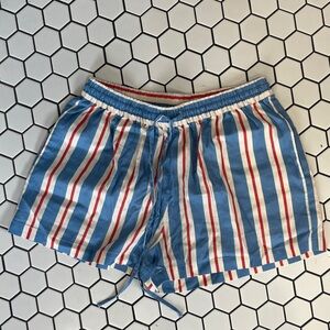SOLID & STRIPED Blue and Red Striped Women Shorts